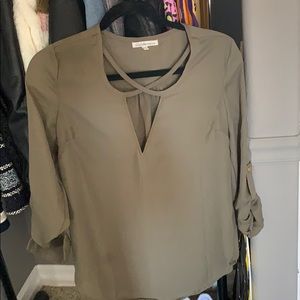 Green silky flowy dress top